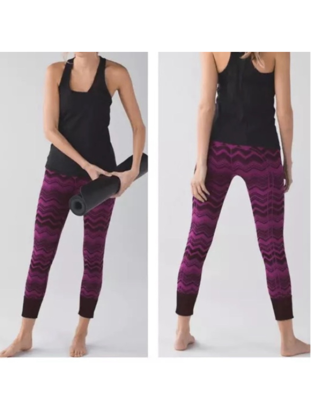 Lululemon Women's Ebb To Street Pant Heathered Regal Plum Chevron Zip Zag Size 4